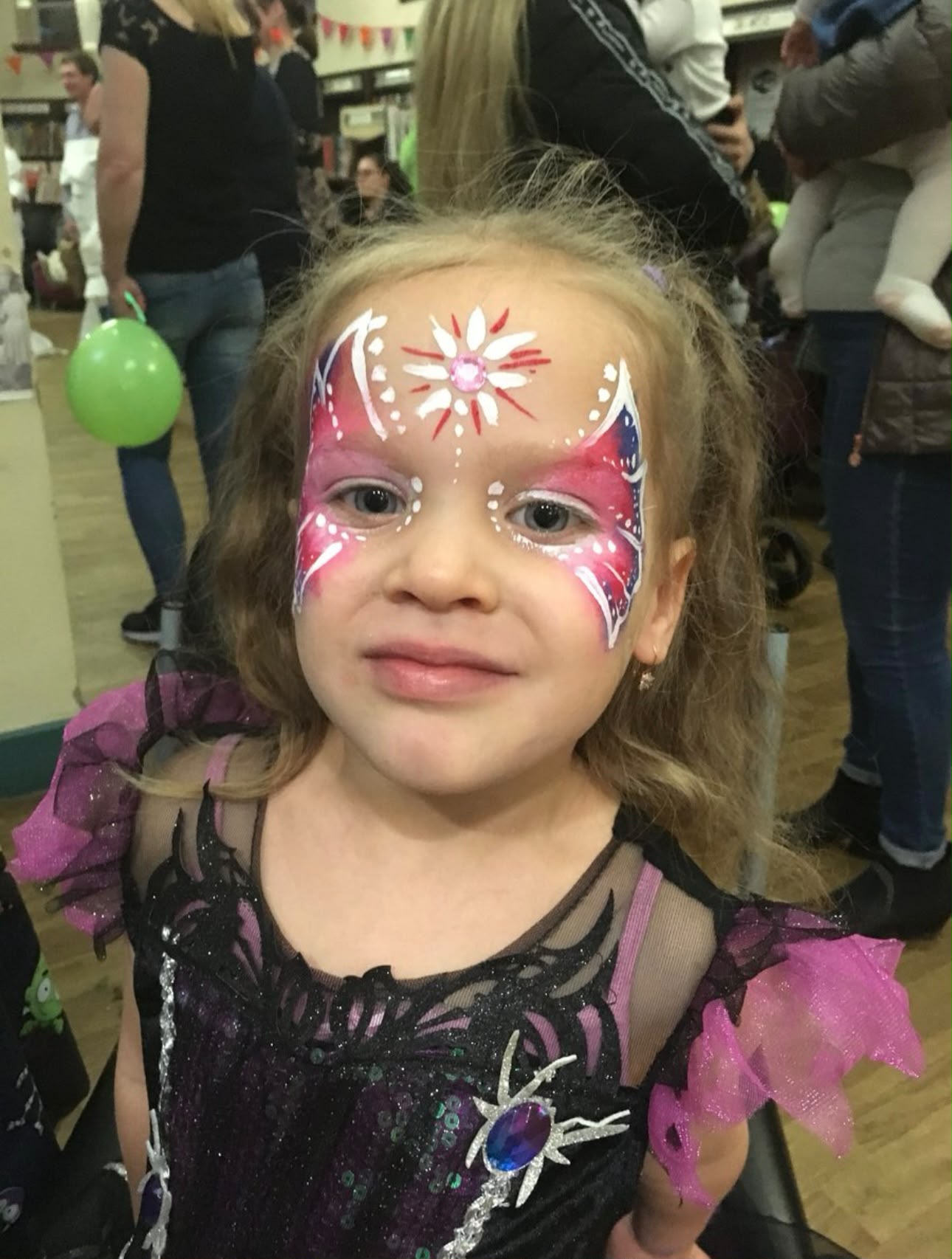 Pink flower face painting